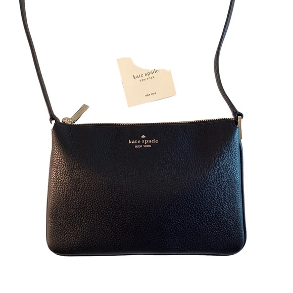 Kate Spade Purse Leila Triple Gusset Crossbody Black Pebbled Leather Medium Bag - Picture 13 of 13